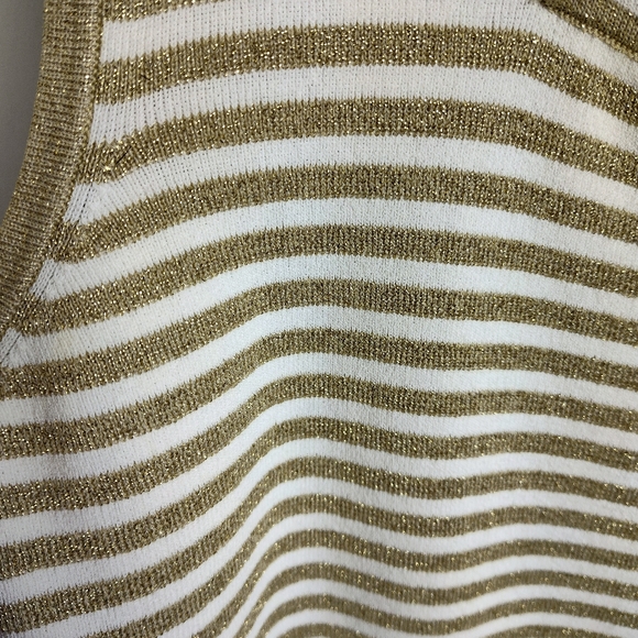 Cable & Gauge Sleeveless Sweater Pullover striped metallic print vest bronze 3X - Picture 5 of 12